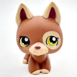 Littlest Pet Shop Brown Dog Puppy Mini Figure Green Eyes Hasbro LPS Toy 2007